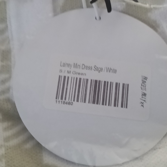 #18❤️ NEW WITH TAGS PRINCESS POLLY LAINEY MINI DRESS IN SAGE & WHITE - Picture 4 of 6
